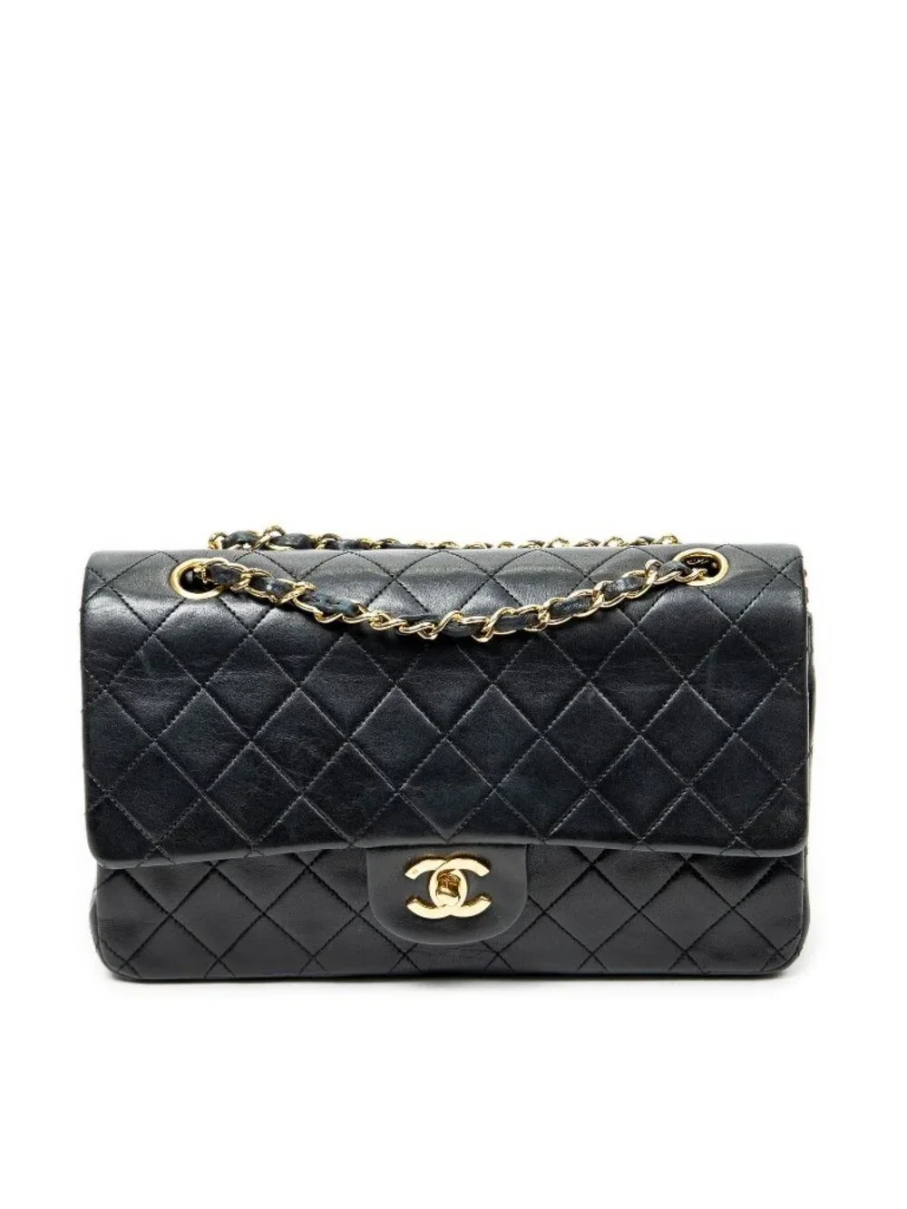 Chanel Quilted Double Flap Black Lambskin Leather